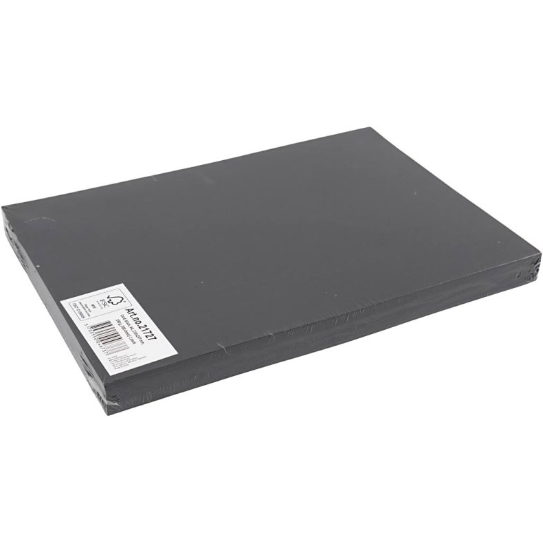 Karton, A4, ark 210x297 mm, 180 g, sort, 100 ark/ 1 pk.