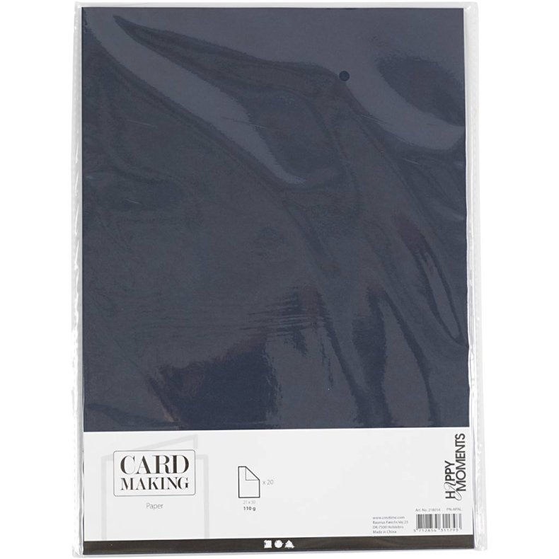 Papir, A4, ark 210x297 mm, 110 g, bl&aring;, 20 stk./ 1 pk.