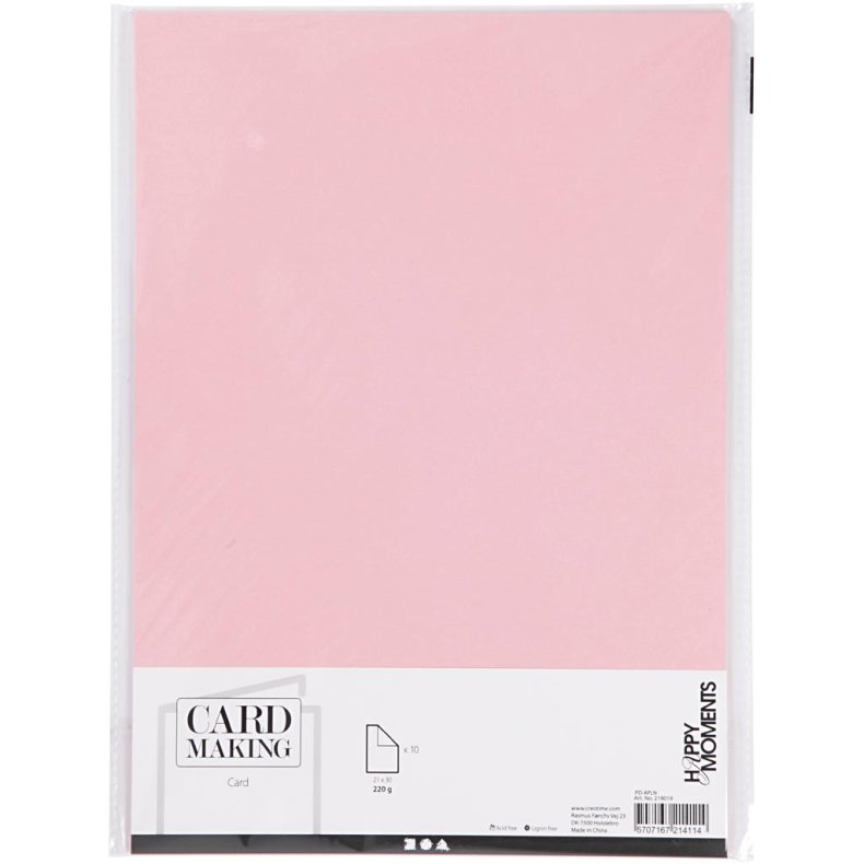 Karton, A4, ark 210x297 mm, 220 g, lyser&oslash;d, 10 stk./ 1 pk.