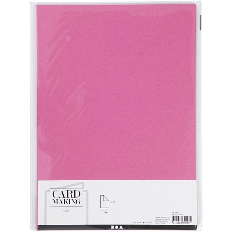 Karton, A4, ark 210x297 mm, 220 g, pink, 10 stk./ 1 pk.