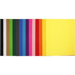 B&oslash;lgekarton, ark 50x70 cm, 80 g, ass. farver, 15 ark/ 1 pk.