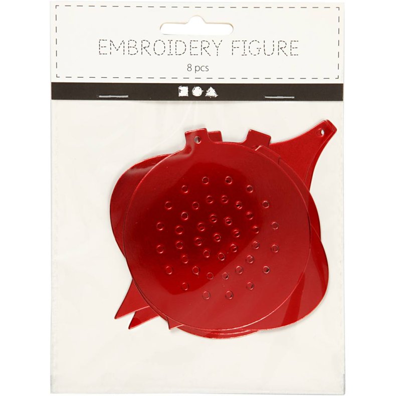 Sykarton, juleornamenter, H: 8,5-12 cm, hulstr. 3 mm, metallic r&oslash;d, 8 stk./ 1 pk.