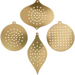 Sykarton, juleornamenter, H: 8,5-12 cm, hulstr. 3 mm, metallic guld, 8 stk./ 1 pk.