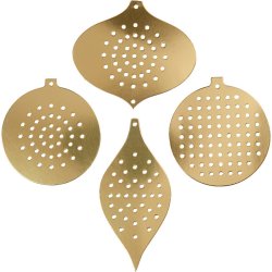 Sykarton, juleornamenter, H: 8,5-12 cm, hulstr. 3 mm, metallic guld, 8 stk./ 1 pk.