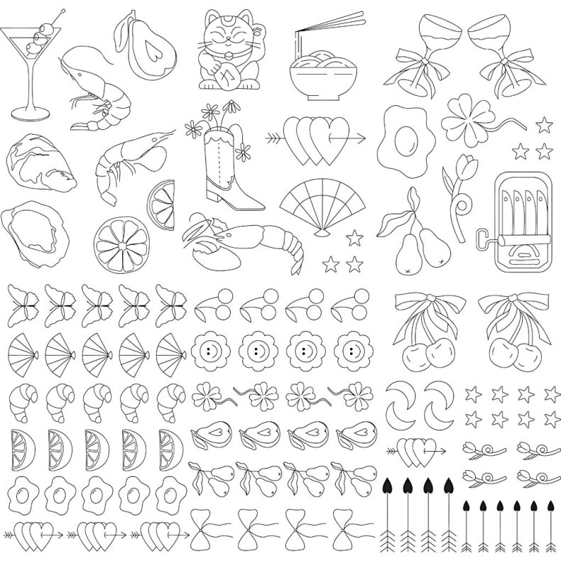 Vandopl&oslash;selige Broderiark, dekorative motiver, A5, ark 148,5x210 mm, 6 ark/ 1 pk.