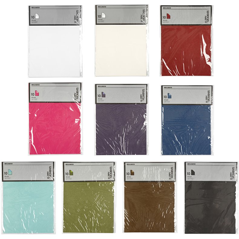 Strukturkarton, A4, ark 210x297 mm, 250 g, ass. farver, 30x10 ark/ 1 pk.