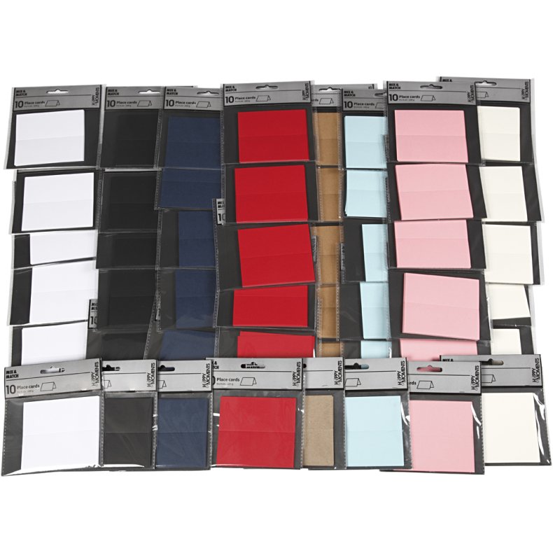 Bordkort, str. 9x4 cm, 220 g, ass. farver, 8x10 pk./ 1 pk.