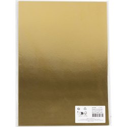 Metalkarton, A4, ark 210x297 mm, 280 g, guld, 10 ark/ 1 pk.