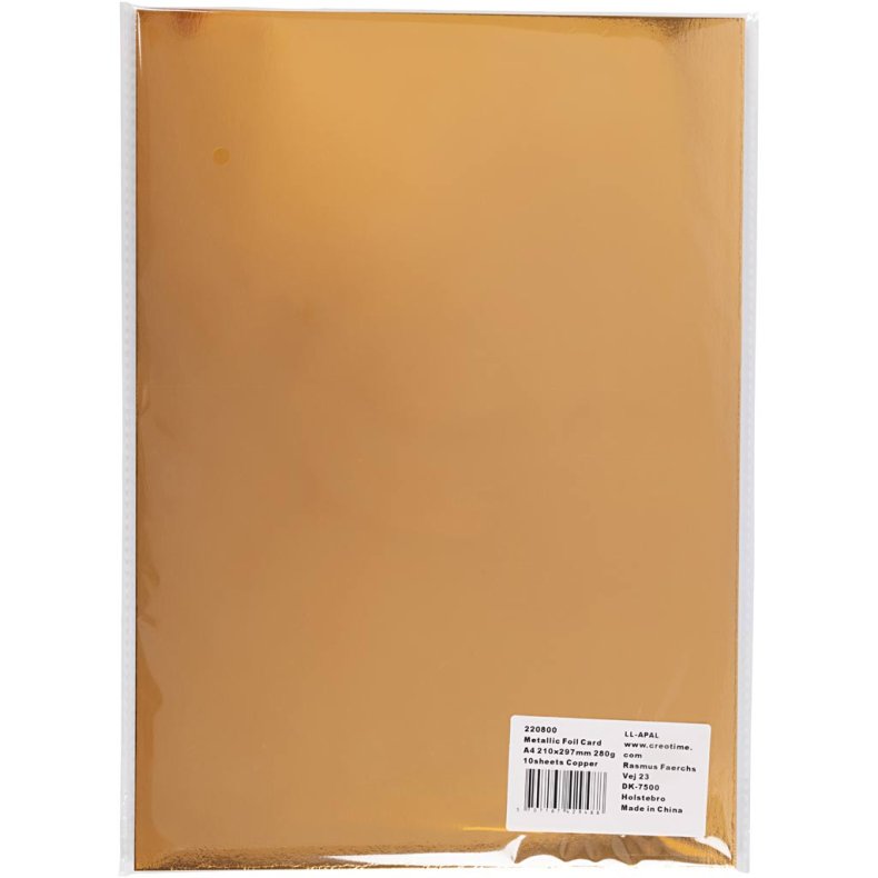 Metalkarton, A4, ark 210x297 mm, 280 g, kobber, 10 ark/ 1 pk.