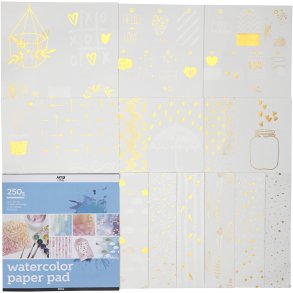 Malebog til akvarel, str. 30,5x30,5 cm, hvid, 12 ark/ 1 stk.