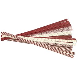 Stjernestrimler, L: 44+78 cm, diam. 6,5+11,5 cm, B: 15+25 mm, r&oslash;d, hvid, 60 strimler/ 1 pk.