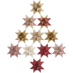 Stjernestrimler, L: 44+78 cm, diam. 6,5+11,5 cm, B: 15+25 mm, r&oslash;d, hvid, 60 strimler/ 1 pk.
