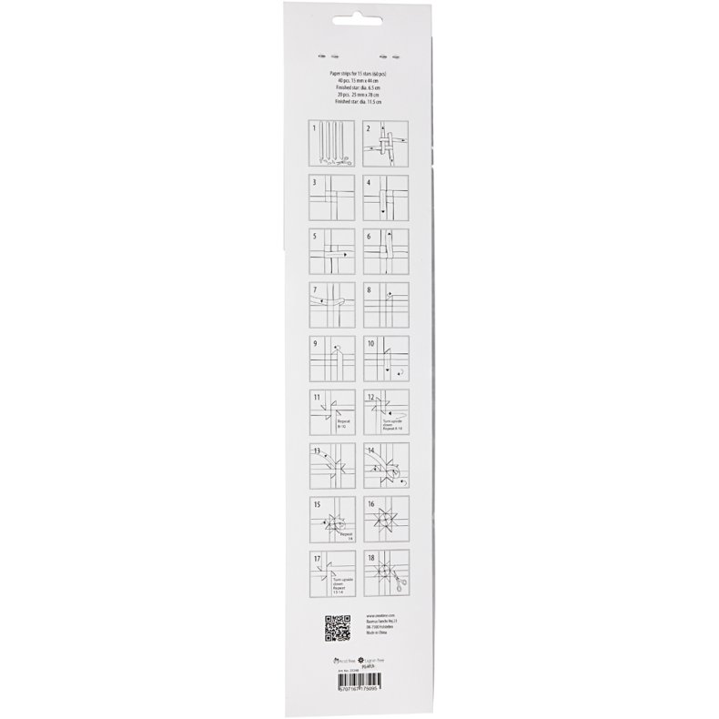 Stjernestrimler, L: 44+78 cm, diam. 6,5+11,5 cm, B: 15+25 mm, r&oslash;d, hvid, 60 strimler/ 1 pk.