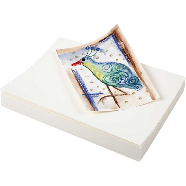 Akvarelpapir, A5, ark 148x210 mm, 200 g, hvid, 100 ark/ 1 pk.