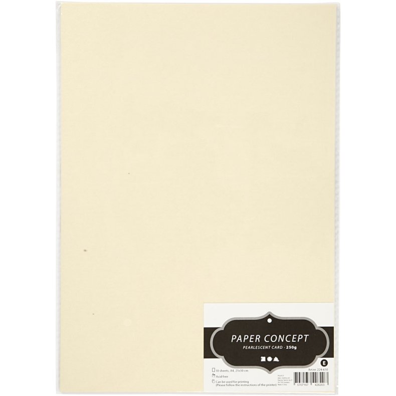 Perlemorskarton, A4, ark 210x297 mm, 250 g, beige perlemor, 10 ark/ 1 pk.