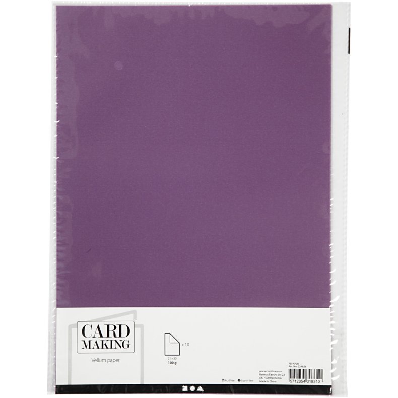 Pergamentpapir, A4, ark 210x297 mm, 100 g, lilla, 10 ark/ 1 pk.