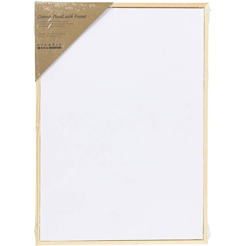 Malerplade med tr&aelig;ramme, A4, str. 21x29,7 cm, 280 g, hvid, 1 stk.