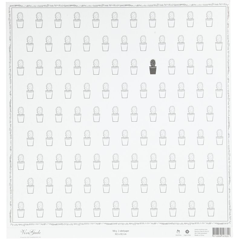 Designpapir, kaktus, 180 g, 5 ark/ 1 pk.
