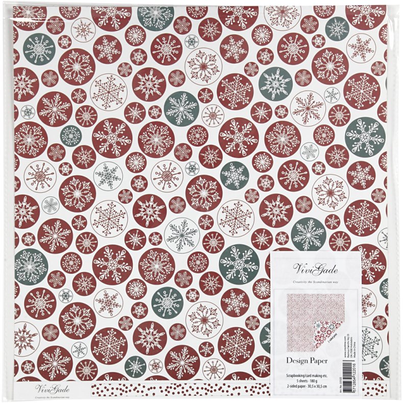 Designpapir, iskrystaller og prikker, ark 30,5x30,5 cm, 180 g, 5 ark/ 1 pk.