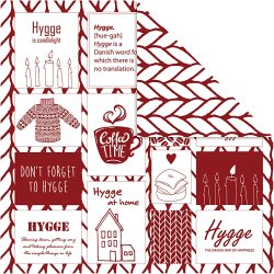 Designpapir, hygge og strik, ark 30,5x30,5 cm, 180 g, 5 ark/ 1 pk.