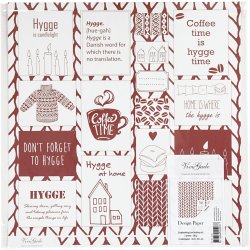 Designpapir, hygge og strik, ark 30,5x30,5 cm, 180 g, 5 ark/ 1 pk.