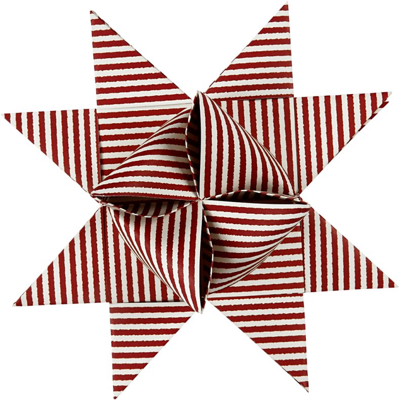 Stjernestrimler, L: 100 cm, diam. 18 cm, B: 40 mm, r&oslash;d, hvid, 40 strimler/ 1 pk.