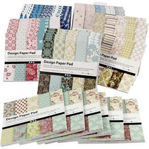 Designpapir i blok, ark 15,2x15,2 cm, 120 g, ass. farver, 6x10 stk./ 1 pk.