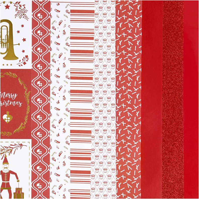 Designpapir i blok, str. 21x30 cm, 120+128 g, r&oslash;d, hvid, 24 ark/ 1 pk.