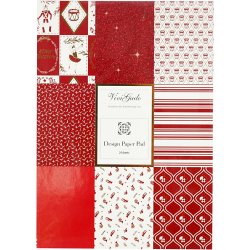 Designpapir i blok, str. 21x30 cm, 120+128 g, r&oslash;d, hvid, 24 ark/ 1 pk.