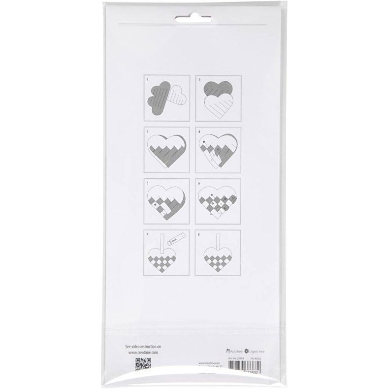 Flettede Julehjerter, str. 13,5x12,5 cm, r&oslash;d, hvid, 8 s&aelig;t/ 1 pk.