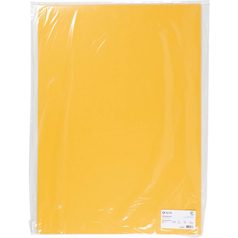 Karton, ark 50x70 cm, 270 g, gul, 10 ark/ 1 pk.