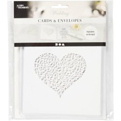 Luksus kort og kuvert, kort str. 13,5x13,5 cm, kuvert str. 14,5x14,5 cm, 240+110 g, hvid, 5 s&aelig;t/ 1 pk.