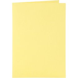 Kort og kuverter, kort str. 10,5x15 cm, kuvert str. 11,5x16,5 cm, 110+220 g, gul, 6 s&aelig;t/ 1 pk.