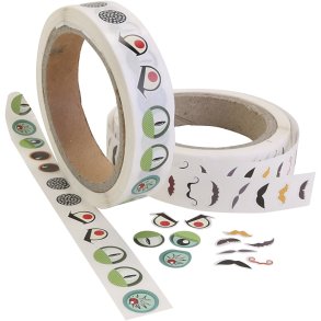 Klistermærkeøjne, Øjne/overskæg, diam. 17 mm, 2000 stk./ 1 pk.