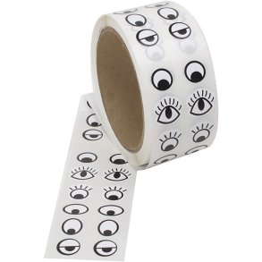 Klistermærkeøjne, sort, hvid, 2000 stk./ 1 pk.