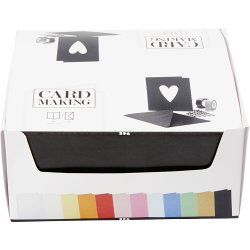 Kort og kuverter, kort str. 10,5x15 cm, kuvert str. 11,5x16,5 cm, ass. farver, 12x10 pk./ 1 pk.