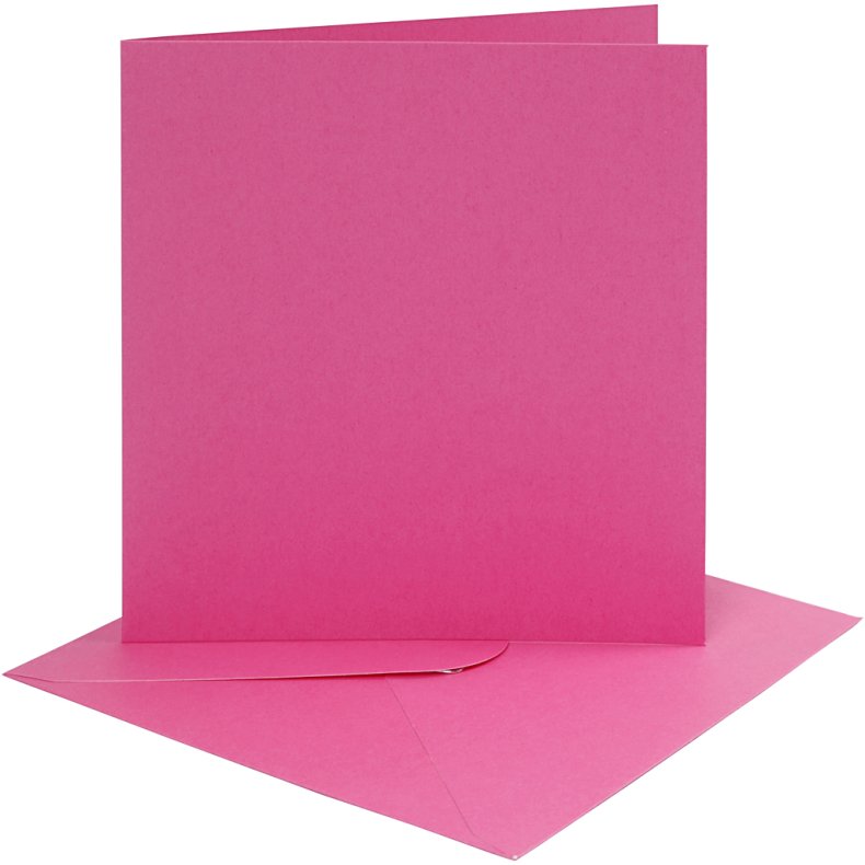 Kort og kuverter, kort str. 15,2x15,2 cm, kuvert str. 16x16 cm, 220 g, pink