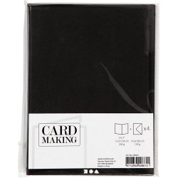 Kort og kuverter, kort str. 12,7x17,8 cm, kuvert str. 13,3x18,5 cm, 230 g, sort, 4 s&aelig;t/ 1 pk.