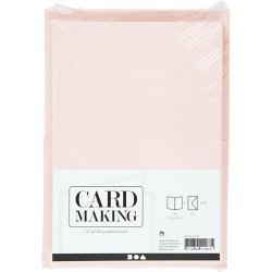 Kort og kuverter, kort str. 10,5x15 cm, kuvert str. 11,5x16,5 cm, 110+220 g, pastelfarver, 50 s&aelig;t/ 1 pk.