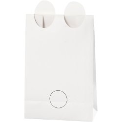 Papirposer, isbj&oslash;rn, H: 18 cm, str. 6x12 cm, 80 g, hvid, 6 stk./ 1 pk.