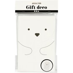 Papirposer, isbj&oslash;rn, H: 18 cm, str. 6x12 cm, 80 g, hvid, 6 stk./ 1 pk.