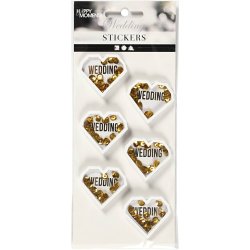 Shaker stickers, D: 4 mm, L: 32 mm, B: 38 mm, hvid, 6 stk./ 1 pk.