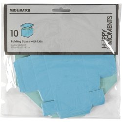 Fold-selv-&aelig;ske, str. 5,5x5,5 cm, 250 g, lys turkis/m&oslash;rk turk, 10 stk./ 1 pk.
