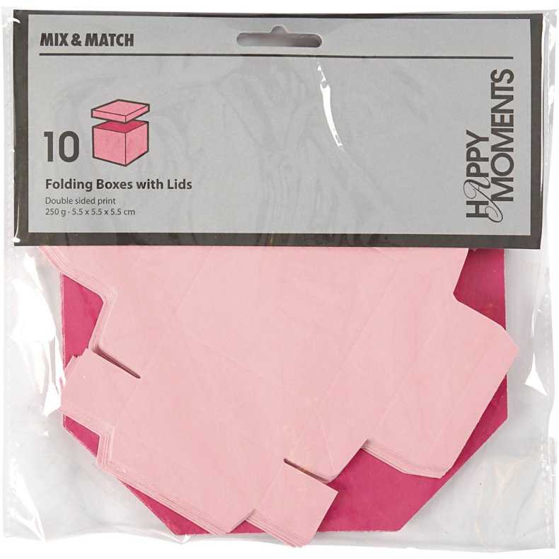 Fold-selv-&aelig;ske, str. 5,5x5,5 cm, 250 g, rosa/pink, 10 stk./ 1 pk.