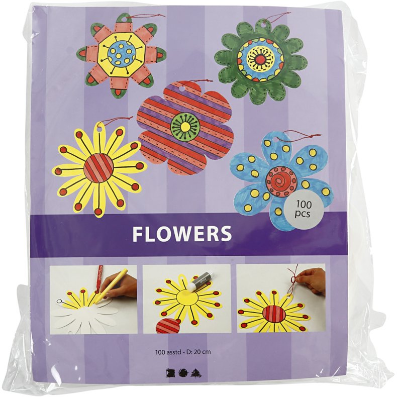 Blomster, diam. 20 cm, 400 g, hvid, 5x20 stk./ 1 pk.