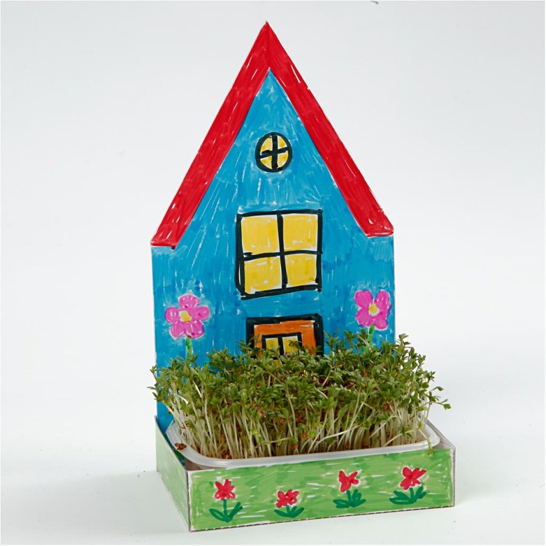 Karsebakke-figur, hus, H: 20 cm, hvid, 6 s&aelig;t/ 1 pk.