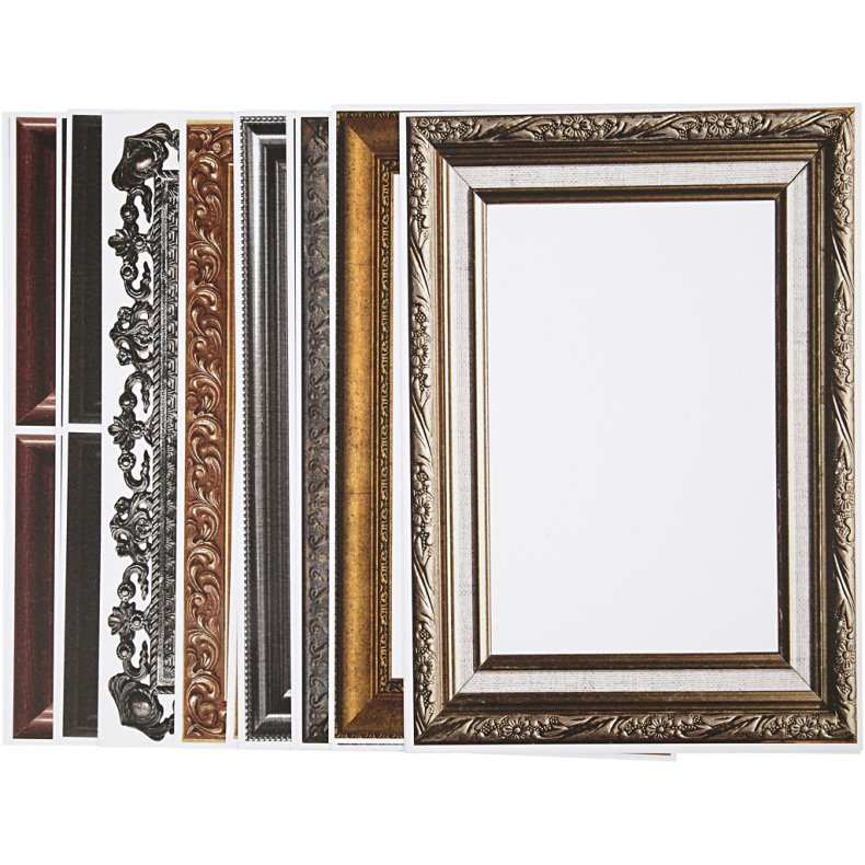 Rammer, str. 26,2x18,5 cm, metallicfarver, 16 ass. ark/ 1 pk.