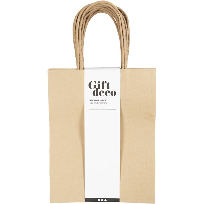 Papirposer, H: 23 cm, B: 18x9 cm, 125 g, brun, 10 stk./ 1 pk.