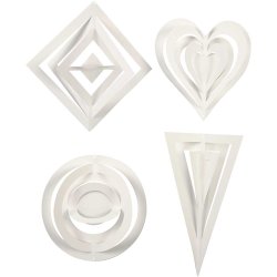 3D oph&aelig;ng, H: 18+22+24 cm, B: 15+18+22 cm, 230 g, hvid, 16 stk./ 1 pk.