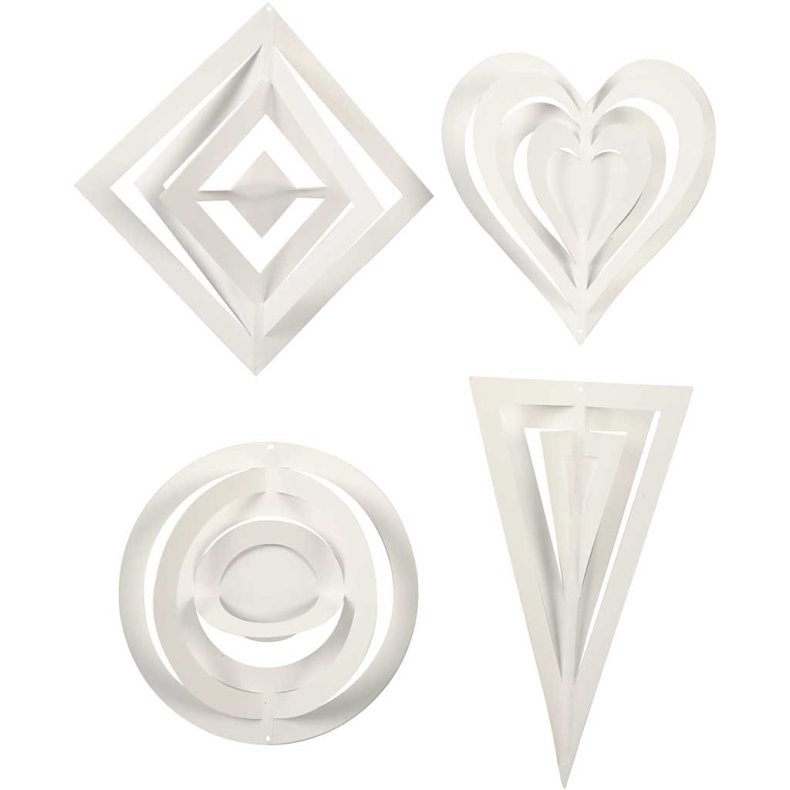 3D oph&aelig;ng, H: 18+22+24 cm, B: 15+18+22 cm, 230 g, hvid, 16 stk./ 1 pk.